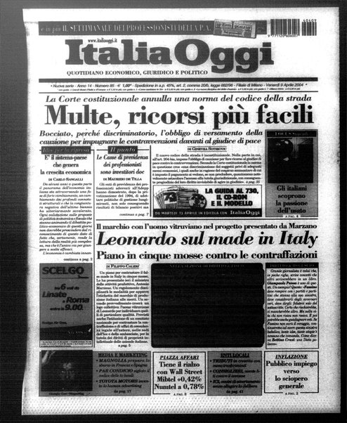 Italia oggi : quotidiano di economia finanza e politica